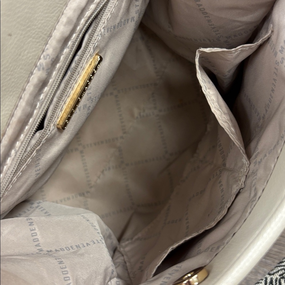 Steve Madden Crossbody Tote with Logo Strap & Coin Pouch – Cream - Picture 6 of 8
